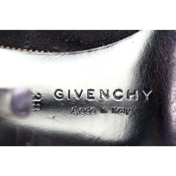 Givenchy BLACK GENUINE LEATHER SUEDE HIGH HEEL POINTED CLASSIC PUMP SHOES Sz 38 - Picture 11 of 13